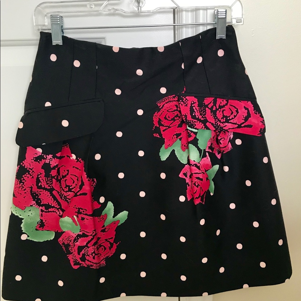 NWT Nanette Lepore black floral mid-high skirt